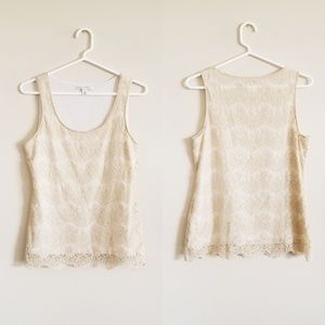 Small Banana Republic Scalloped Cream Lace Tank